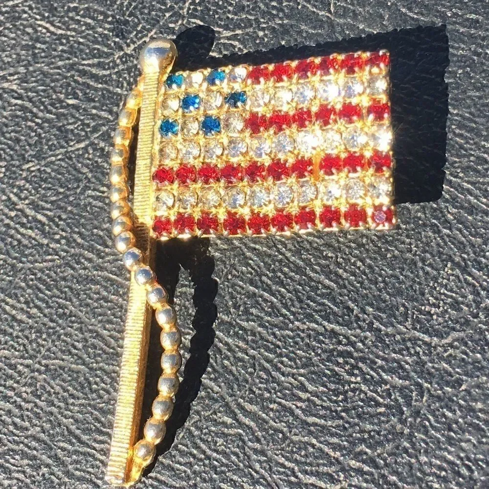 RHINESTONE USA PIN
